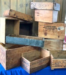 Lot 176- Vintage Wood Crate Boxes Lot Of 11
