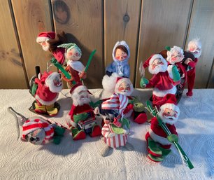 Lot 78- Lot Of Vintage Annalee Dolls Santa Christmas All Made In Meredith NH USA