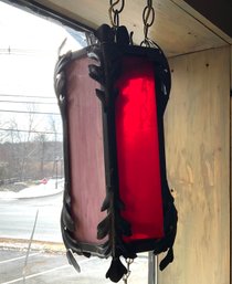 Lot 40- Vintage WORKING Red Slag Glass Hanging Lamp 15 Inch X 7 Inch