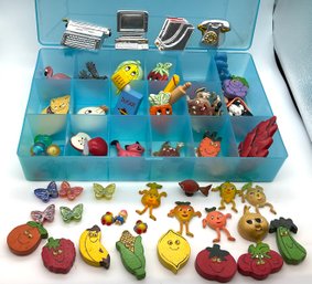 Lot 12- Vintage Refrigerator Magnet Lot - Wooden Fruit Onions Cats And More