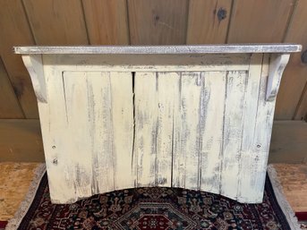 Lot 28- Vintage Barn Board Hanging Shelf White Washed Very Cool! Architectural Salvage