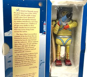 Lot 32- Vintage Toy Schylling Collector Series Tin Space Man In Box Remote Control