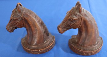 Lot 221-  1960s Syroco  Wood Horse Head Bookends - 2