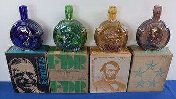 Lot 219- 1960s Wheaton Nuline Presidential Glass Decanters - 4 Piece Lot - New Old Stock