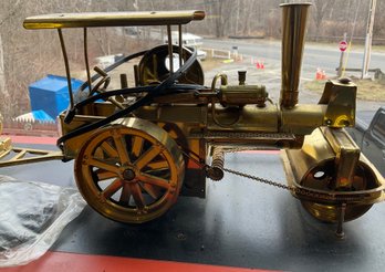 Lot 134- Wilesco Advertising Store Display Brass Steam Engine On Base