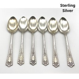 Lot M51- Sterling Silver Tea Spoons Monogram D Set Of 6