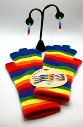 Lot 54- Rainbow Love! Vintage Hairpins Hoop Earrings Fingerless Gloves Lot