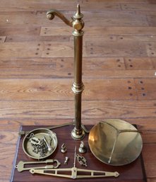 Lot 107-  Vintage Brass & Oak Jewelers Scale