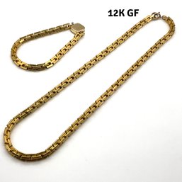 Lot M28- 12K GF Mens Heavy Thick Chain And Bracelet Set