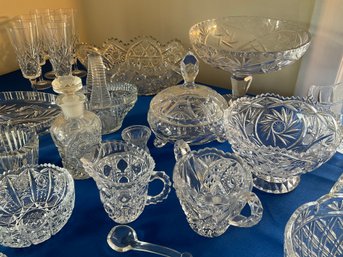 Lot 45- Stunning Mix Of Crystal Plates Baskets Bowls Stemware - 28 Pieces
