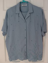 Lot CV16- Alfred Dunner Embroidered Short Sleeve Top & Pant Set - Vintage - Size 12