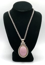 Lot 33- Costume Irish Side & Pink Stone Pendant On Vendome Chain - Two Sided