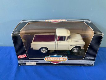 Lot 97- 1994 New 1955 Chevy 3100 White Cameo Die Cast Metal Truck 1/18