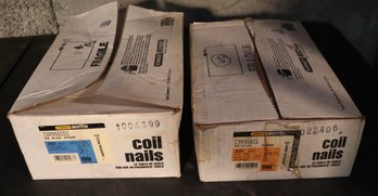 Lot 209- Stanley Bostitch Full Case 5D Ring Shank Coil Nails & 5 Coils S.S. 6D Ring Shank Nails