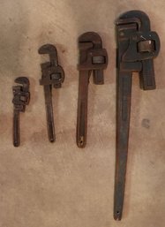 Lot 97-  Black 4 Piece Vintage Pipe Wrench Lot