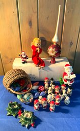 Lot 145- Vintage Christmas Santa Bulbs Snowmen Lot