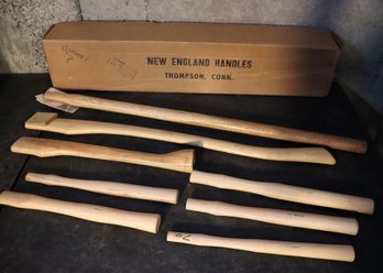 Lot 252- 8 Piece Axe / Mallet Hickory Wood Handle Lot - New England Handles - New
