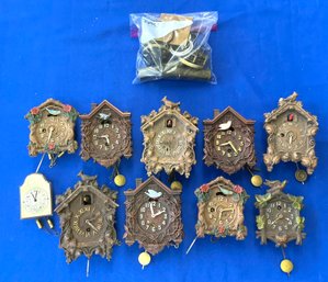 Lot 45- Vintage Mini Cuckoo Clocks - So Cute! Untested Lot Of 10 And Supplies