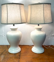 Lot 190- Pair Of White 3 Way 26 Inch Table Lamps