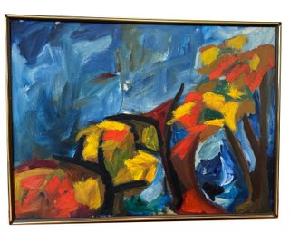 Lot ArtM1 - Large Abstract Colorful Art Oil On Canvas 29x39