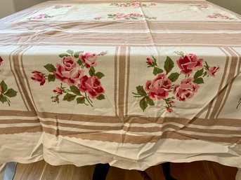 Lot 108SES- Vintage Sweet Pink Roses Table Cloth