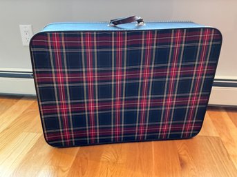 Lot 124SES- 1960s Tartan Plaid Soft Sided Suitcase