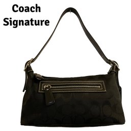 Lot 129SES- Coach Signature Black Shoulder Bag Purse