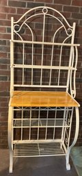 Lot 193- Bakers Rack With Wine Storage And Oak Wood Top