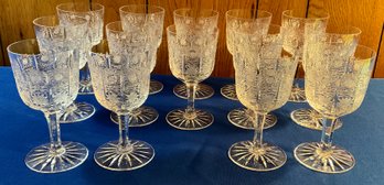 Lot 195- Stunning! Violetta Hand Cut Crystal Stemware Wine Glasses - 14