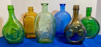 Lot 22- 60s - 70s Presidential Decanter Colored Glass Bottles - JFK - Washington - Eisenhower - Lot Of 6