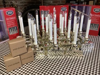 Lot 85RR Lot Of 39 LED Candles Lights With Clear Glass Bulbs Battery Operated Auto Shut Off