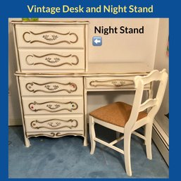 Lot 188- Kemp Furniture Girls Vintage Desk - Chair  & Night Stand