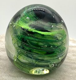 Lot 38- Green Swirl Art Glass Paper Weight
