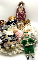 Lot 39- Collection Of Vintage & Antique Porcelain Small Dolls - Doll House Lot Of 11