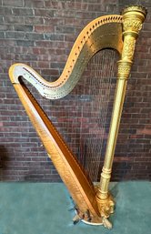Lot 3 -Early 1900s Antique Gilt Lyon & Healy Concert Harp - Chicago - Comes With New Harp Chords