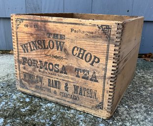 Lot 54- Advertising The Winslow Chop Formosa Tea Wood Crate Boston & Chicago  - Big!