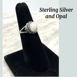 Lot 2- Sterling Silver And Opal Ring Size 5 1/2
