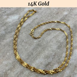 Lot 1- 14K Gold Necklace 23 1/2 Inches
