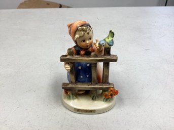 Lot 30RR- 1948 MI Hummel Signs Of Spring Bare Foot Girl With Bird Figurine Hard To Find- RARE!