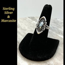 Lot 30- Sterling Silver With Marcasite Ring