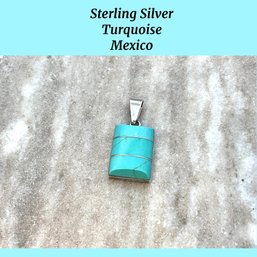 Lot 36- Sterling Silver Mexico With Turquoise Pendant