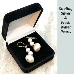 Lot 37- Sterling Silver & Freshwater Pearl Earrings