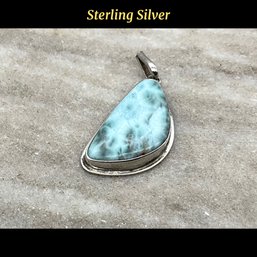 Lot 45- Sterling Silver With Blue Larimar Pendant