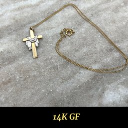 Lot 60- 14K GF Cross Pendant 1' & Chain 17 1/2'