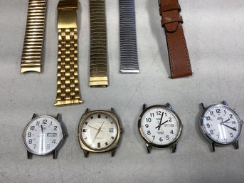 Lot 51- Watch Bands -timex Watch Faces -Calfskin- Leather- Lot Of 8