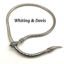 Lot 68- 1980s Whiting And Davis Silver Mesh Snake Necklace