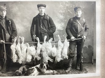 Lot 54RR- 1900s Hunters Photograph Rabbit Hunt Photo - Hunting Dogs