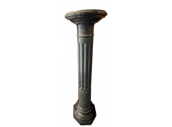 Lot 9- Very Heavy Carved Green Marble Column Display Pedestal - Roman Inspired