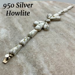 Lot 83- 950 Silver And Howlite White Vintage Bracelet
