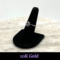 Lot 208- 10K Gold Ring With Purple Center Stone And Cz Size 8